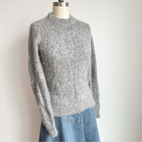 Theory Speckled Crewneck Sweater in Tweed Alpaca Grey Size XS - Picture 1 of 8
